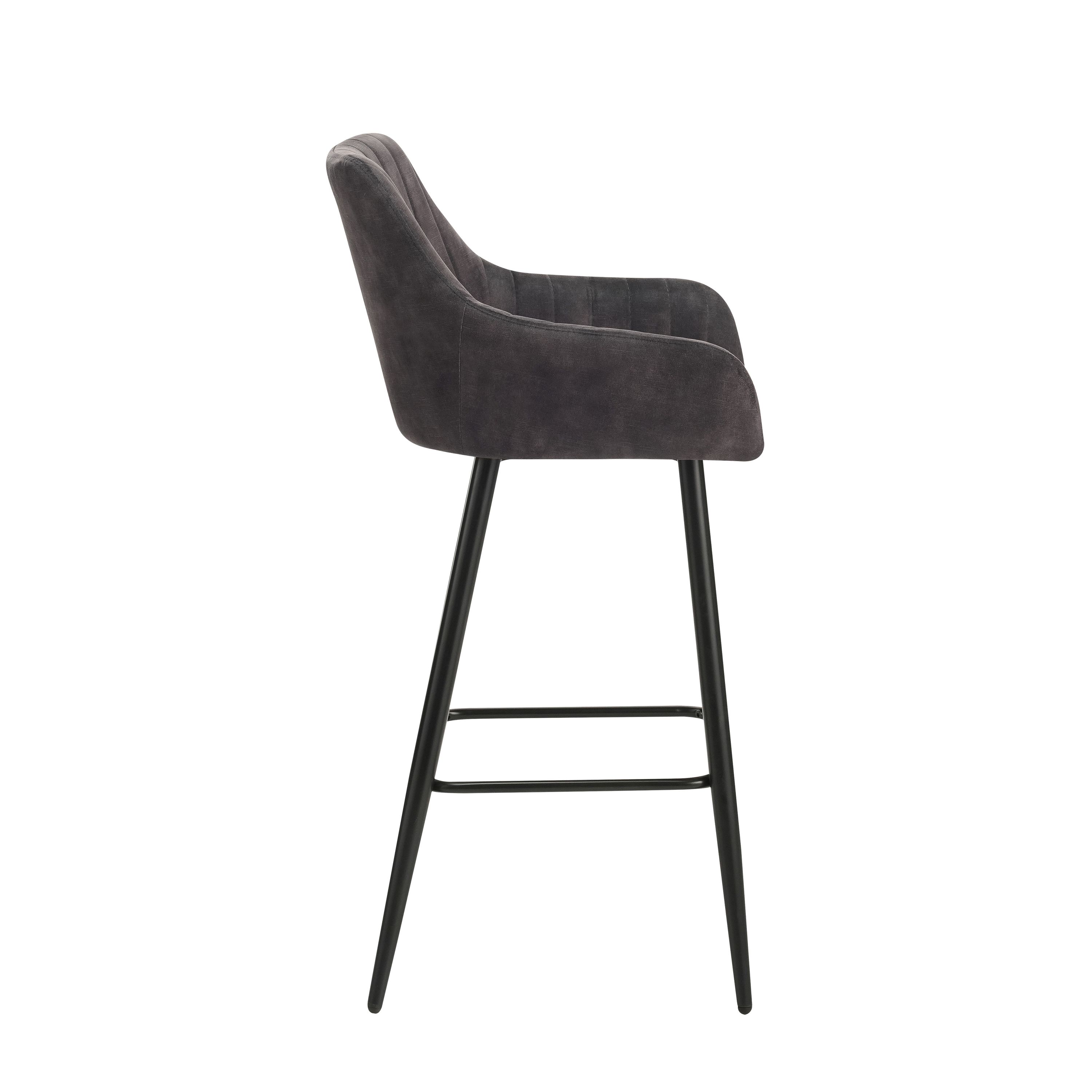Barhocker Samt LEE 2er Set anthrazit