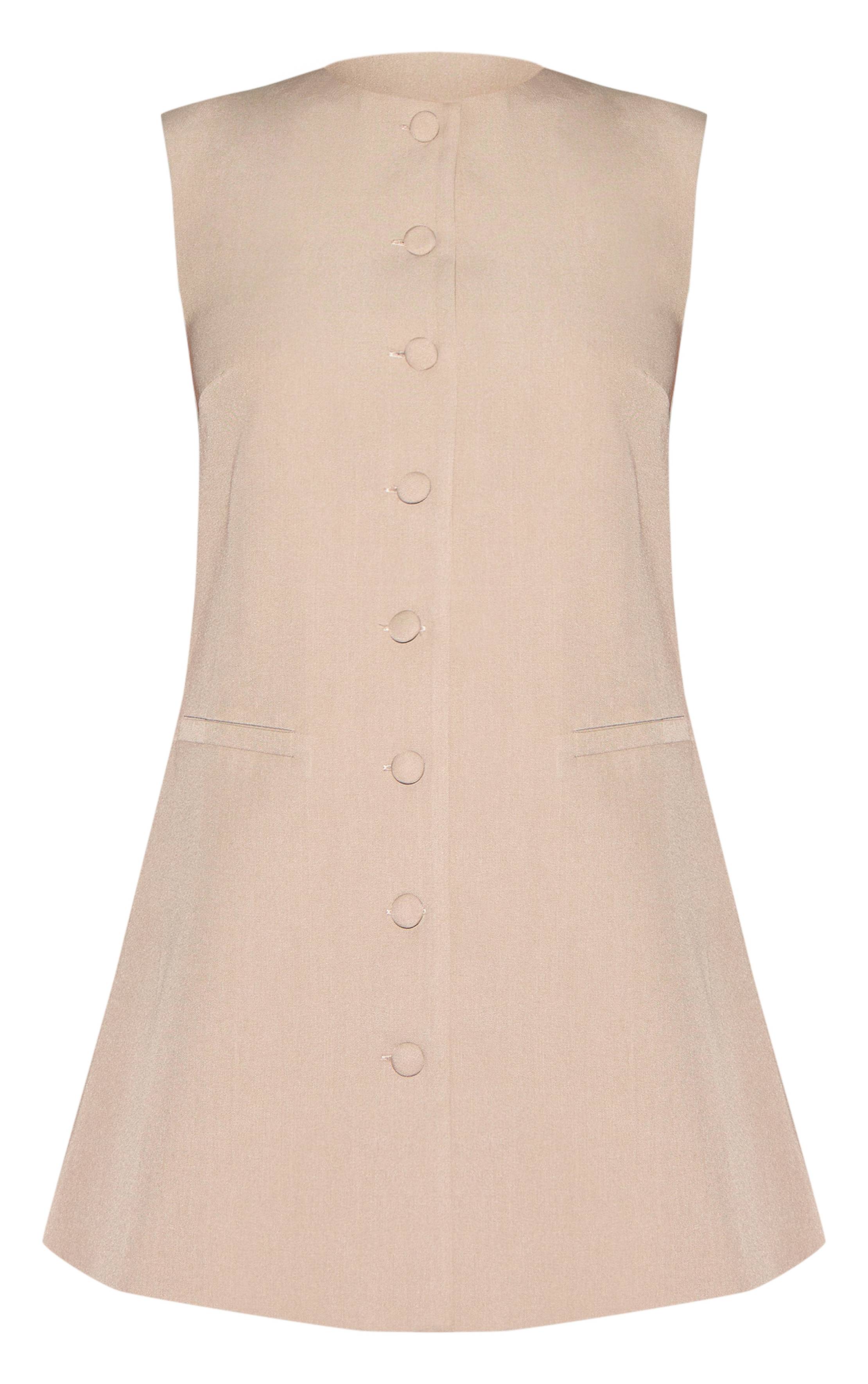 Champignon Robe Cintrée En Tissu Tissé À Boutonnage Et Coupe Évasée