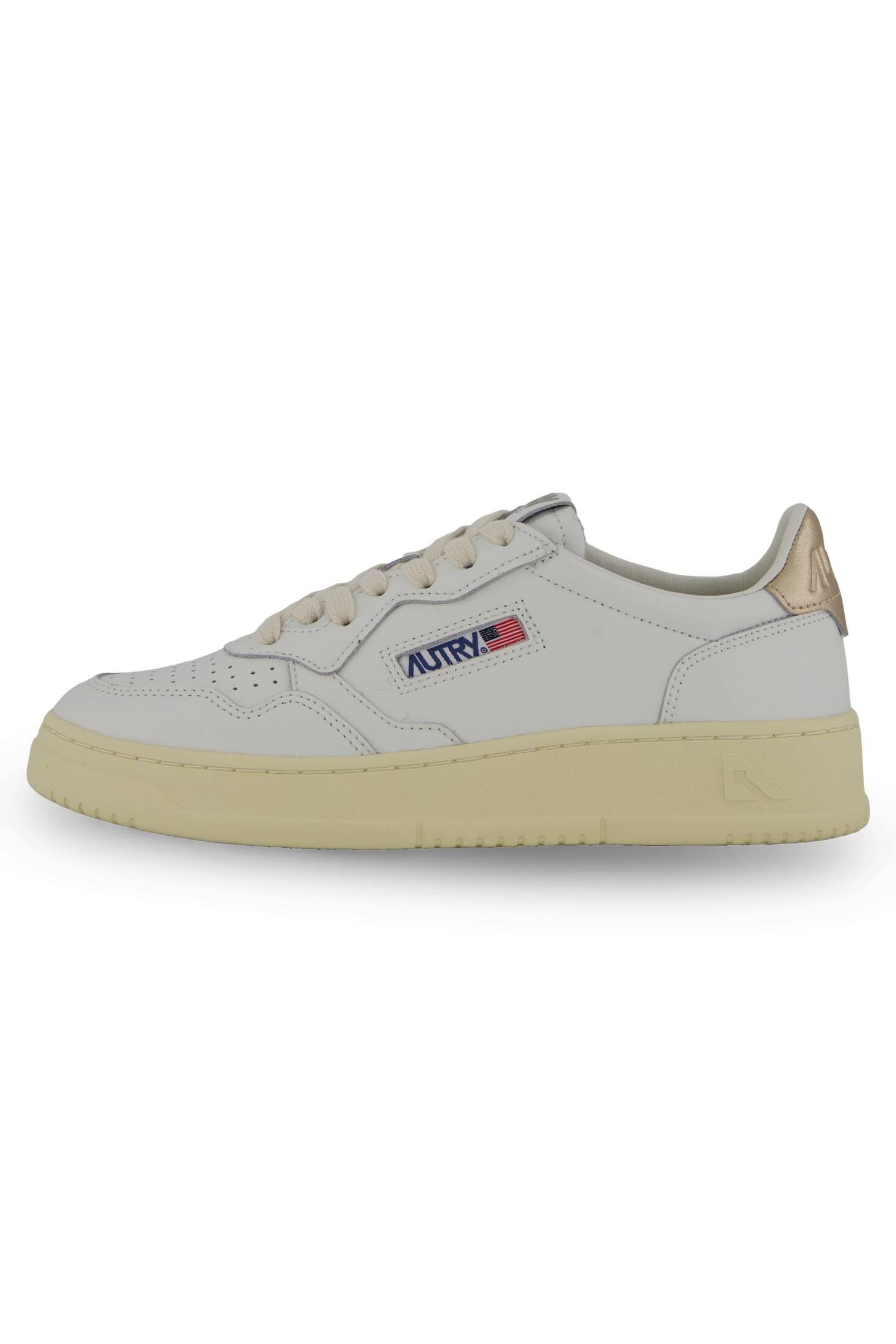 Autry| Damen Sneaker MEDALIST aus Leder mit goldfarbener Hinterkappe