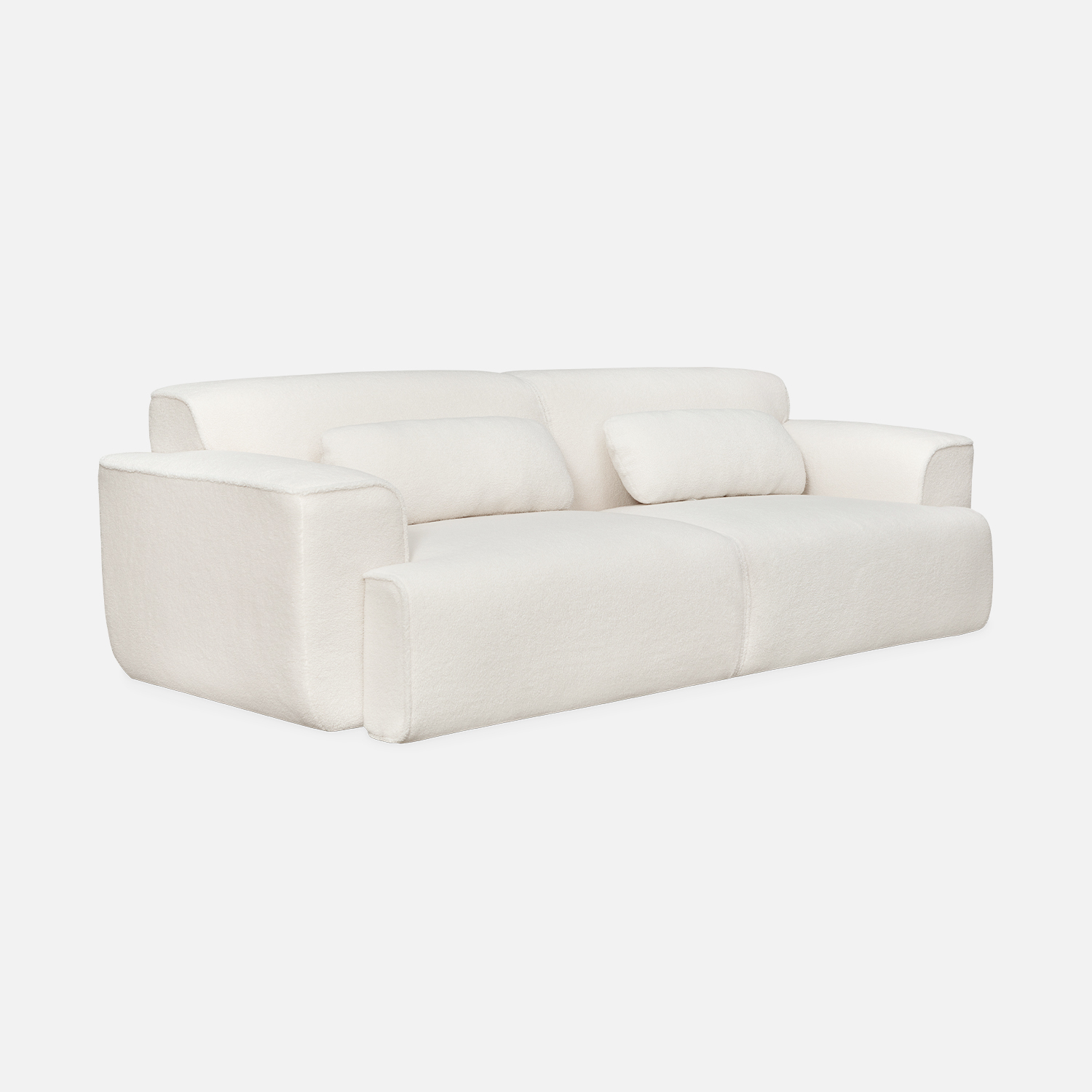 Canapé 3 places. Tissu bouclette. 2 coussins déhoussables. Wallas l 230 x p 98 x h 73cm