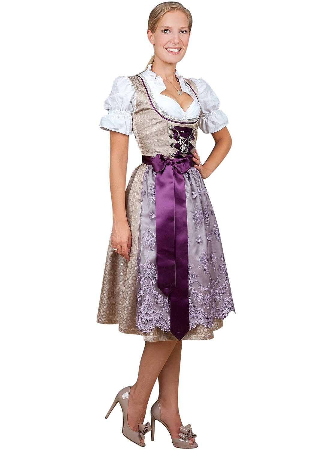 Midi Dirndl 2-teilig Brokat