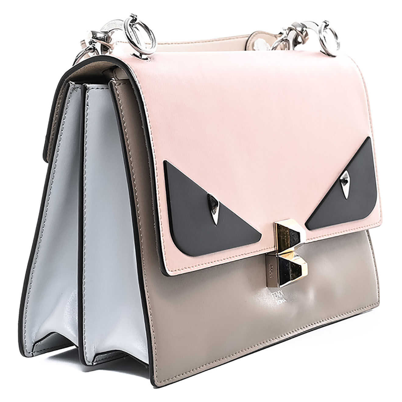 Fendi Sac bandoulière Kan I Monster Eye en Cuir rose - Très bon état - L.25 cm