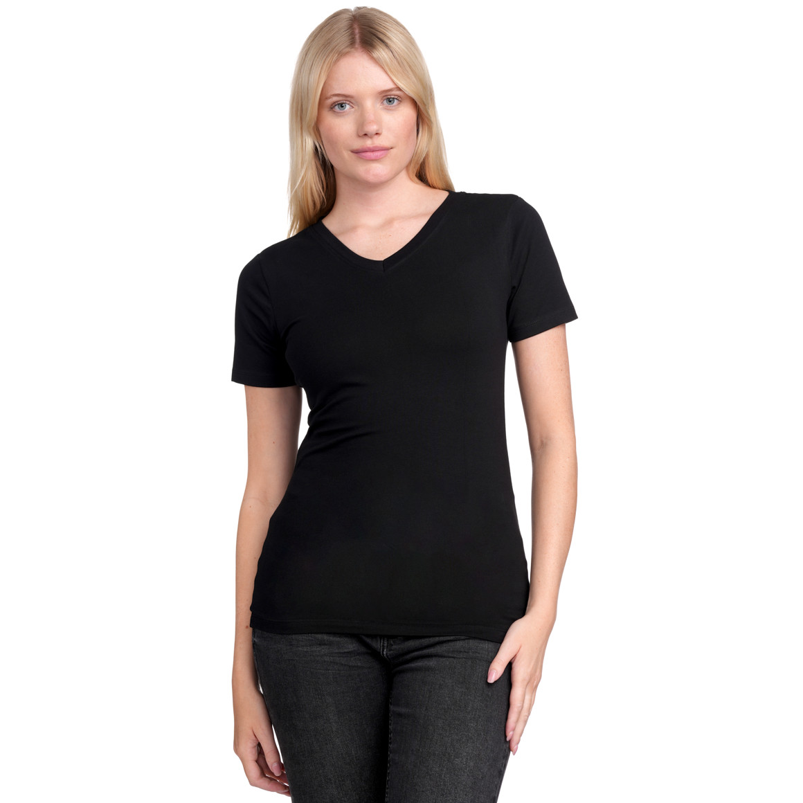 Gina Benotti Damen T-Shirt mit V-Ausschnitt schwarz