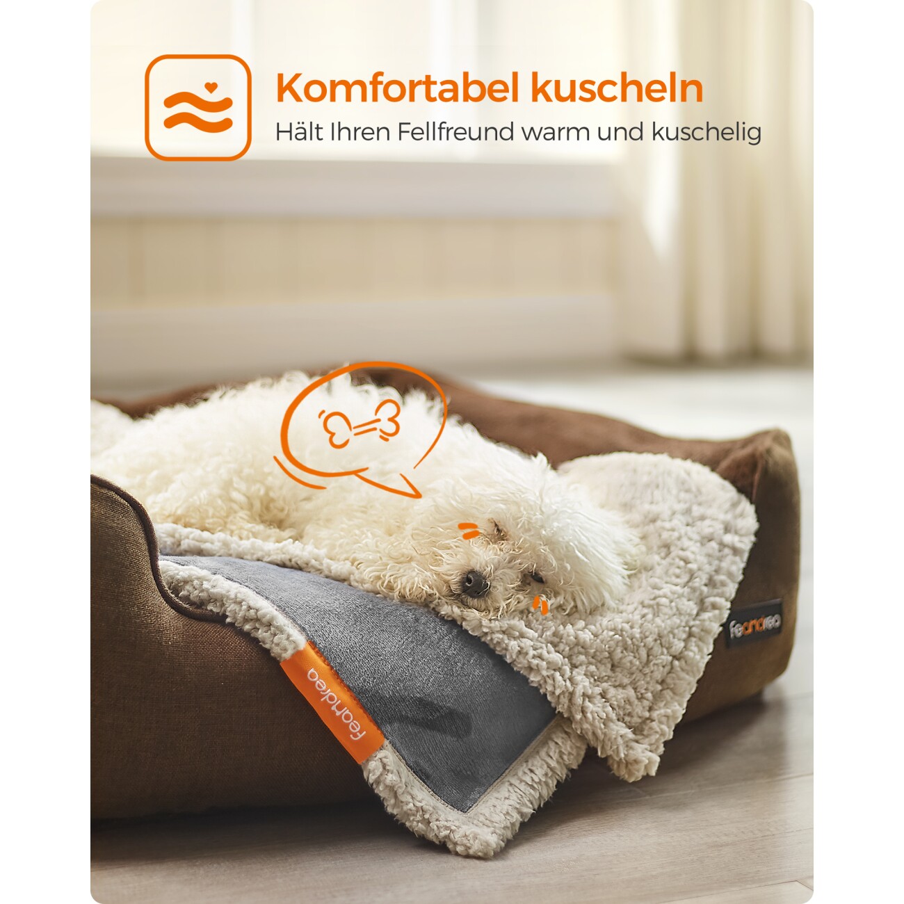 FEANDREA Wasserdichte Hundedecke Sherpa Fleece Grau S