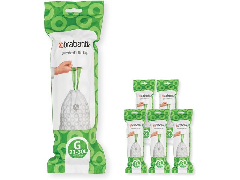 Brabantia Kehrichtsack PerfectFit G 23-30 l, 120 Stück Müllbeutel, Multipack à 6 Rollen