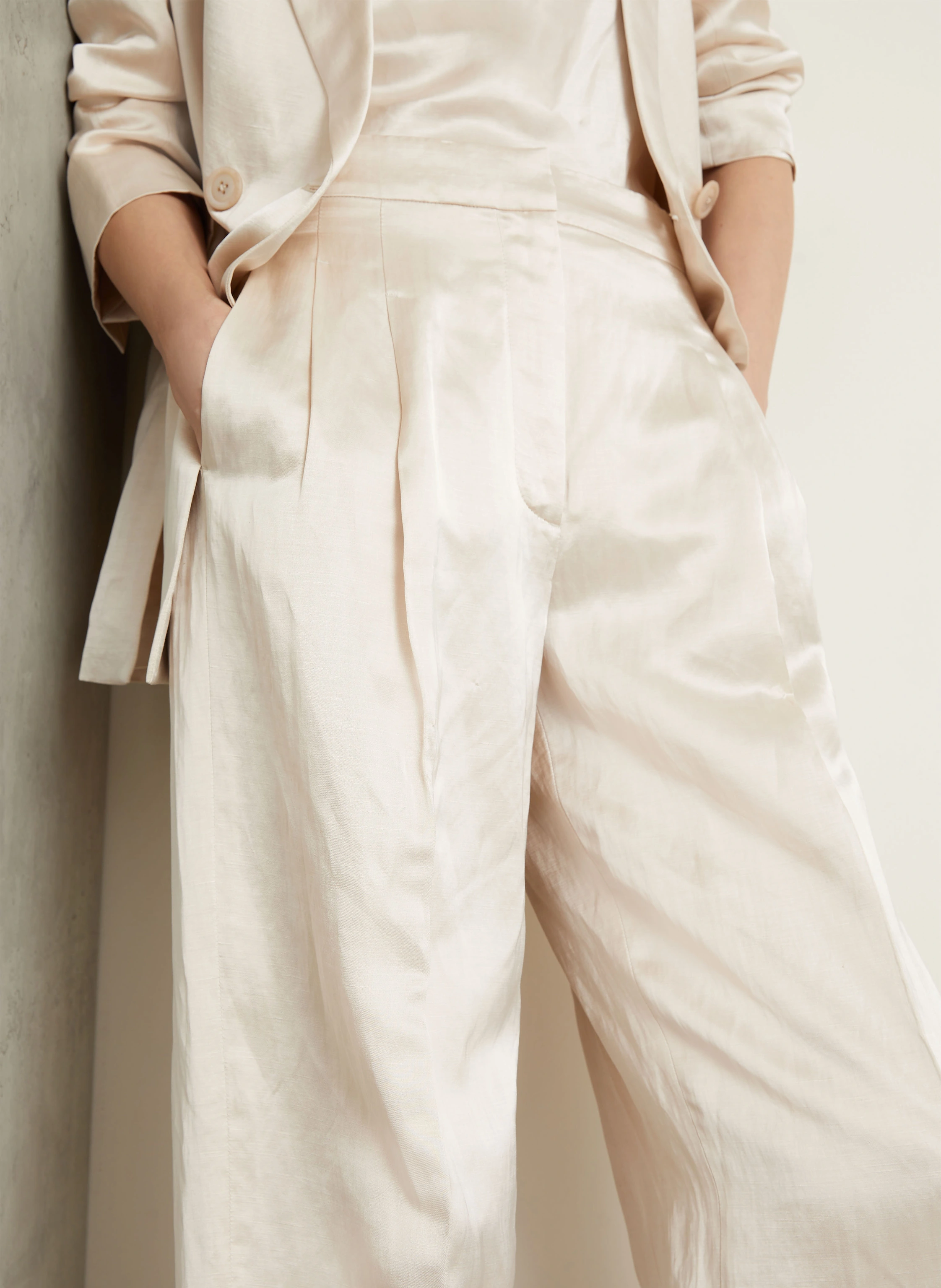 IRIS von ARNIM Satinhose LAINIE mit Leinen