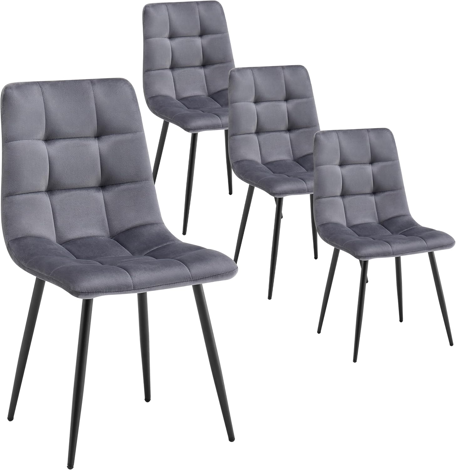Esszimmerstühle Essstühle Samtbezug Polsterstuhl Esszimmer Stuhl Milano 4er-Set GRAU 521252