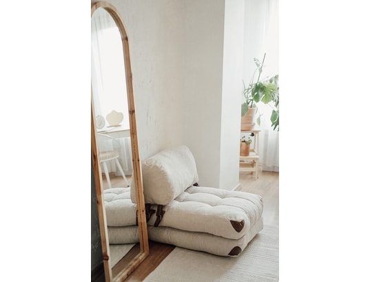 CONCEPT1 - Fauteuil convertible Teddy pliable crème 80 x 60 x h70
