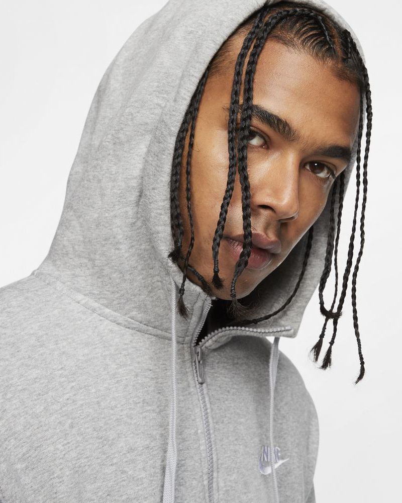 Sweat zippé à capuche Nike Sportswear Club Fleece Gris pour homme