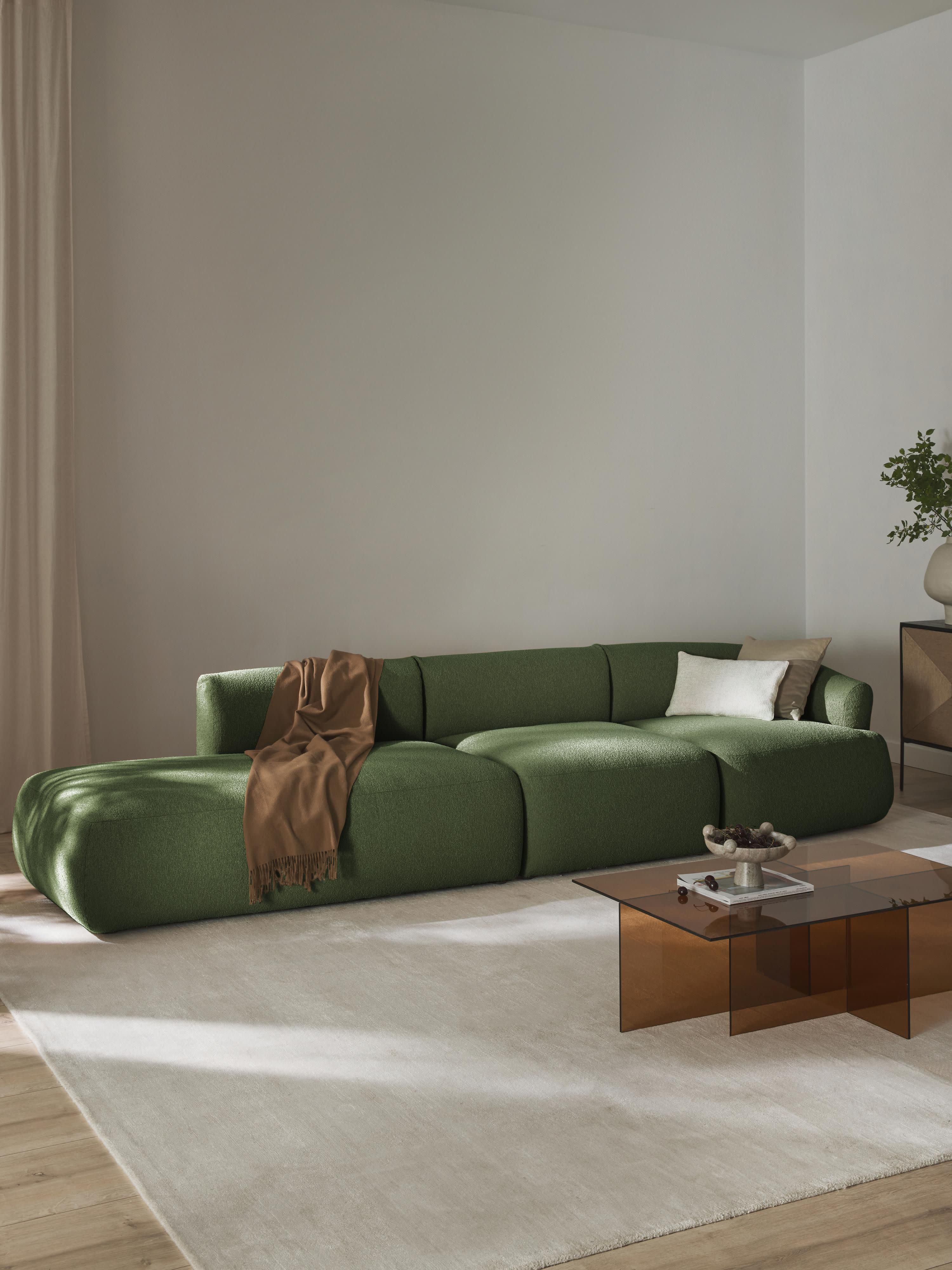 Modulaire XL chaise longue Sofia van bouclé stof
