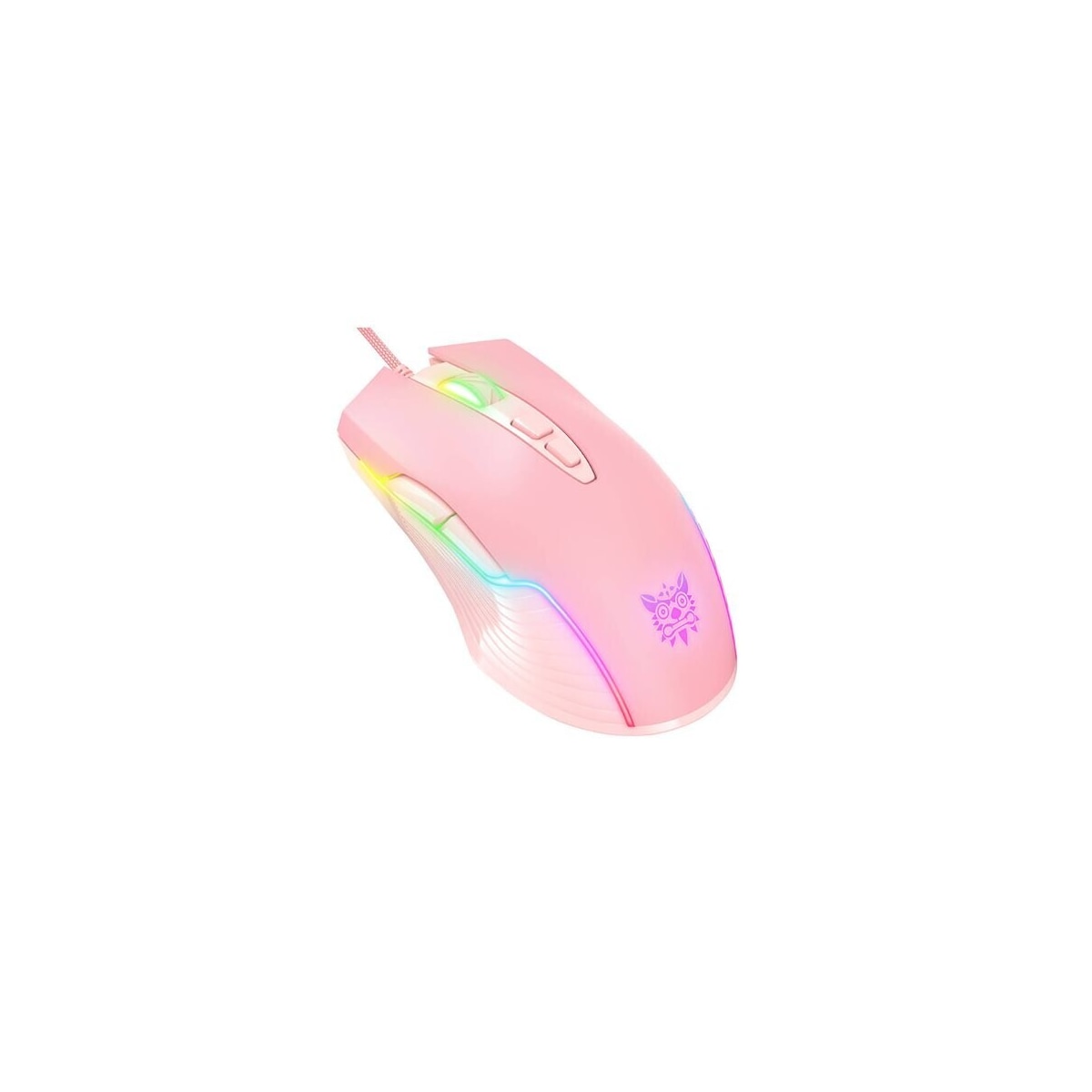 Onikuma CW905 spillmus med 6 DPI-nivåer og RGB-belysning - rosa