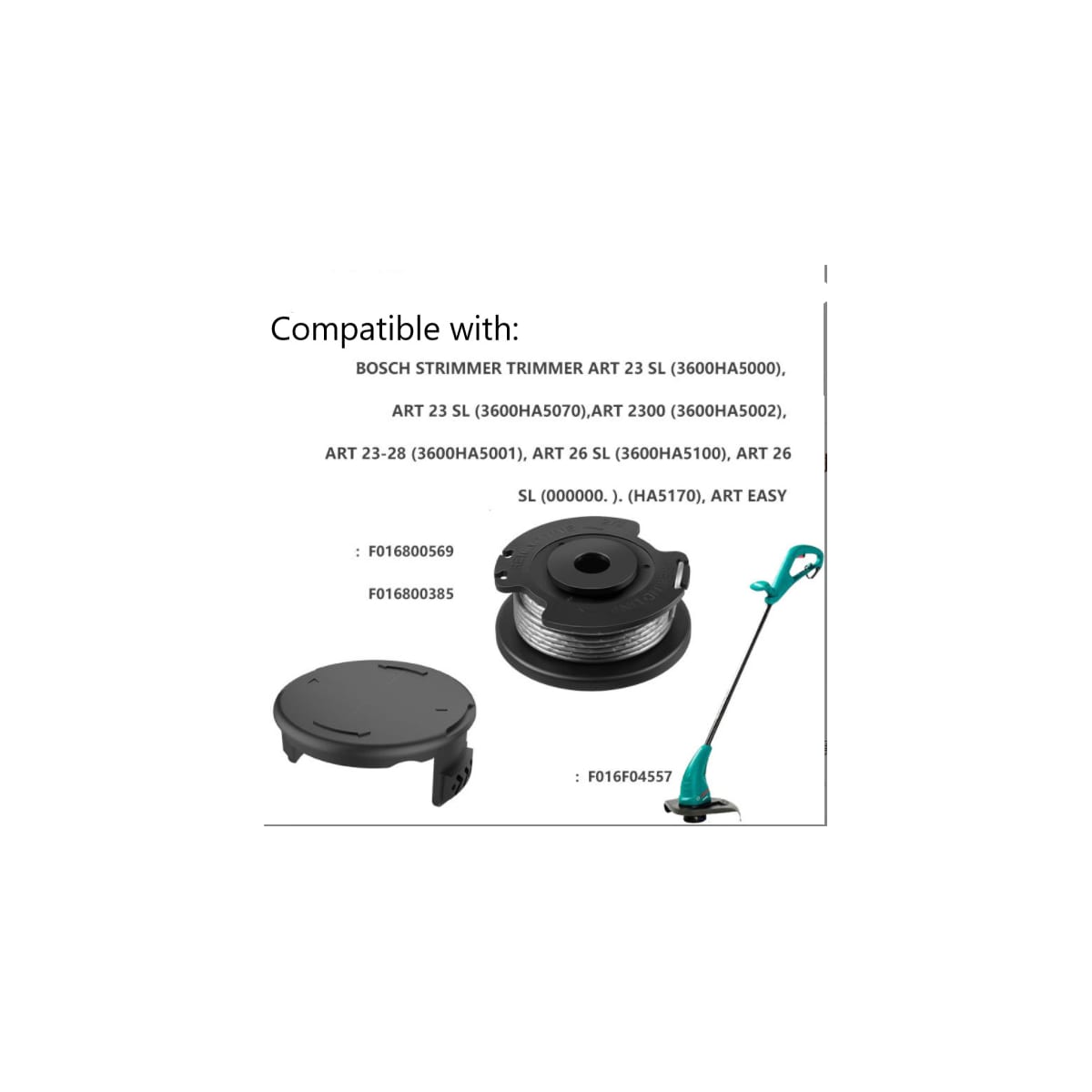 Trimmerspole for Bosch ART 23 SL/2300/23-28/26 SL/EASY gresstrimmer Sort