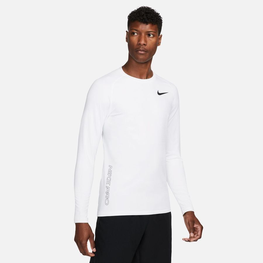 Nike Pro Warm Crew - Blanc/Noir Manches Longues