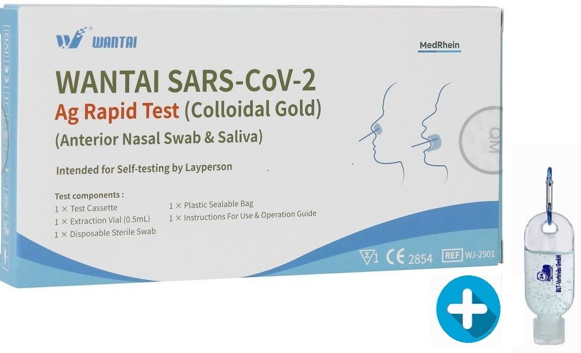 2in1 Wantai Lollitest Nasaltest Corona  Schnelltest + Gratis Desinfektionsmittel