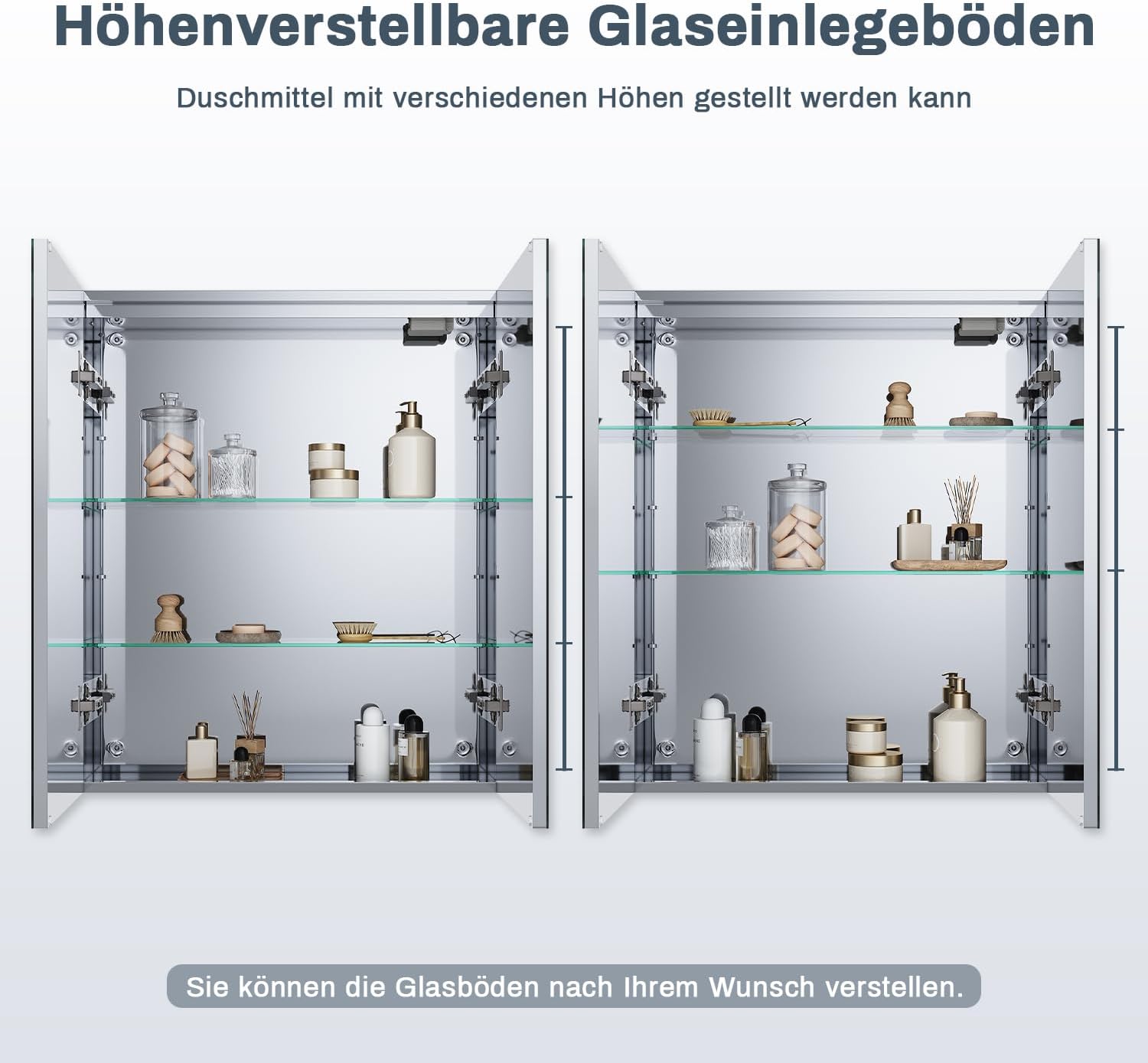 SONNI Spigelschrank mit Beleuchtung 60x70cm beschlagfrei Badspiegelschrank mit Rasiersteckdose und Touch-Schalter Edelstahl Badezimmer-Spiegelschrank