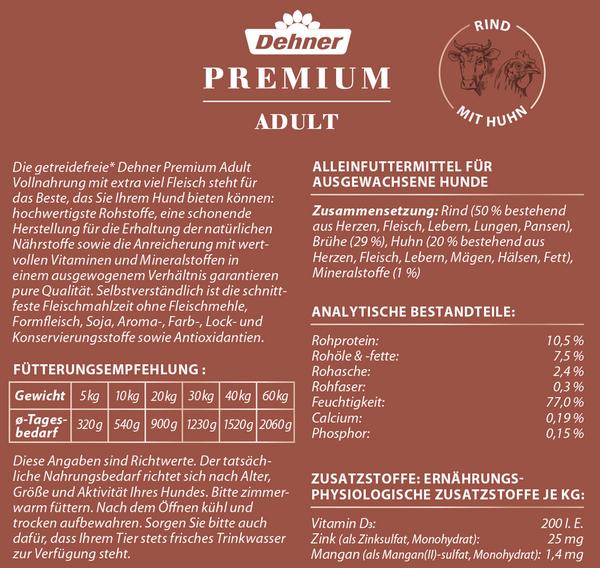 Dehner Premium Nassfutter für Hunde Adult