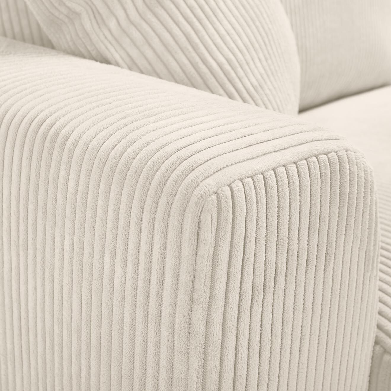 Bobochic Canapé droit augustin ouverture express velours côtelé beige - 205x97x96 cm