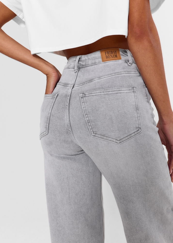 Wide leg stretch jeans lichtgrijs