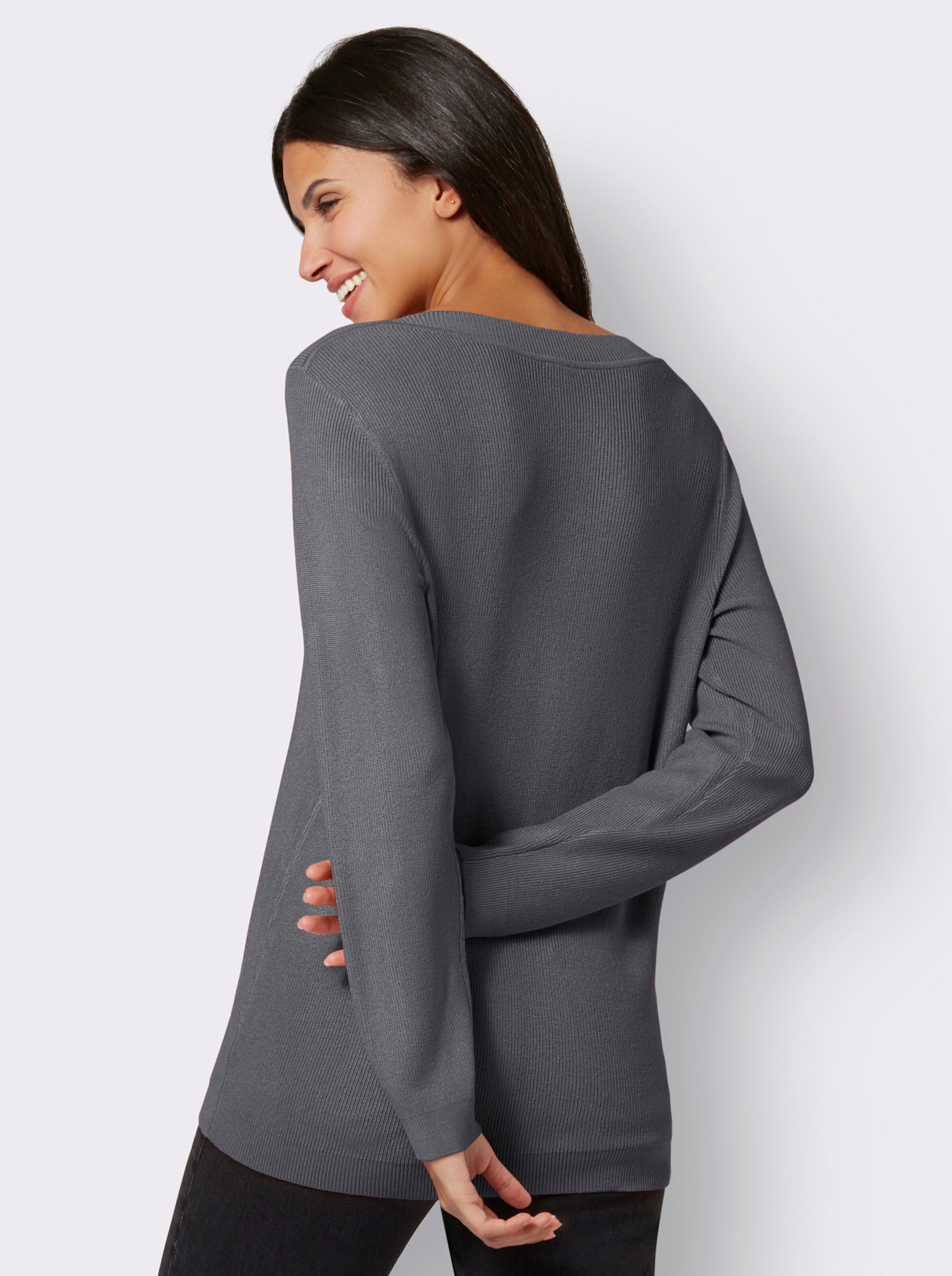 Langarm-Pullover im weichen Materialmix