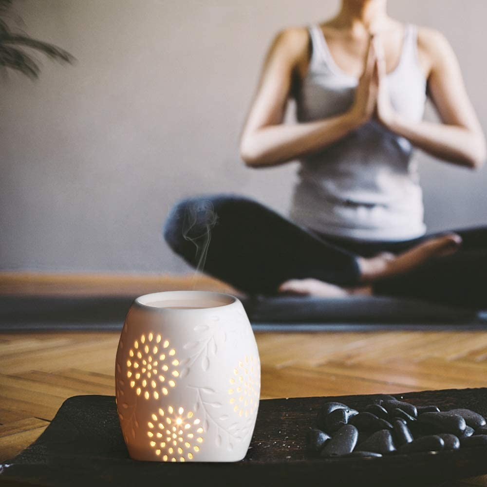 Keramik Duftlampe Kerzen Aroma Teelicht - Weiss