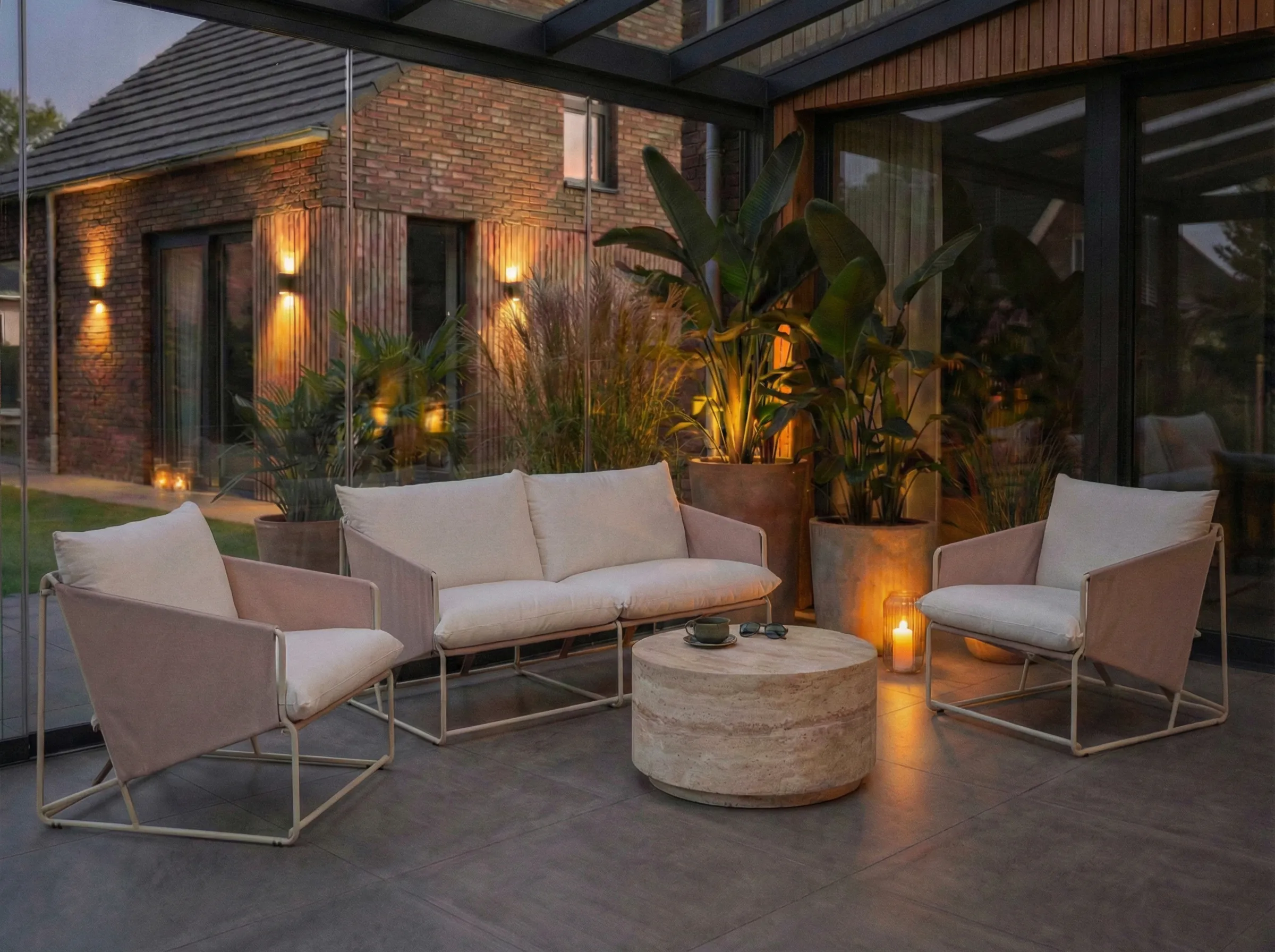 Tuin bankenset 4-zits PONTE Metaal Taupe
