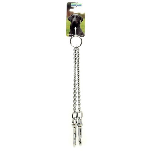 Corrente dupla de metal para cães, cor prata.