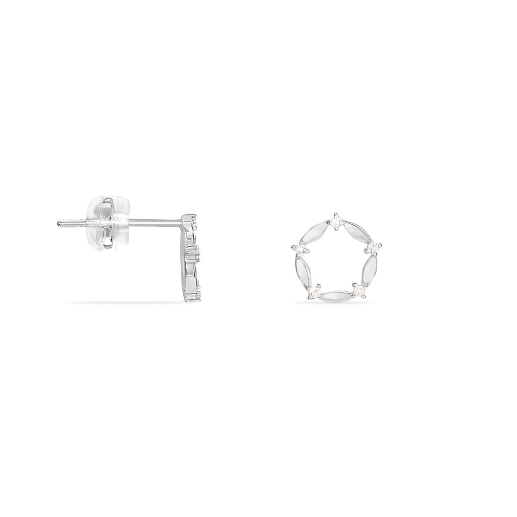 Boucles D'oreilles Puces Luciole Or Blanc Diamant