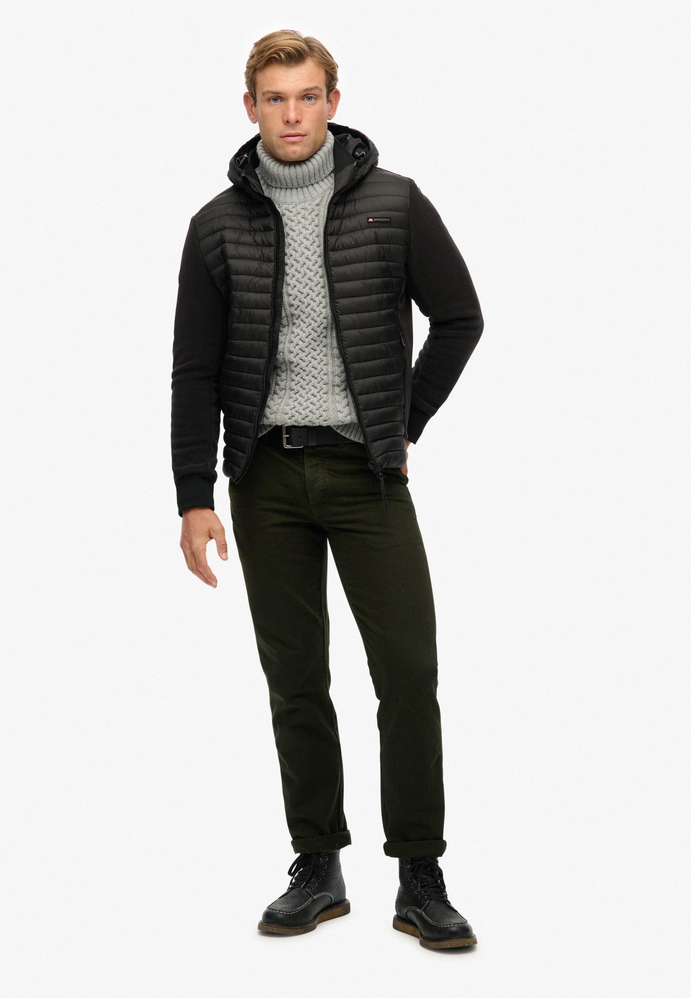 Superdry Steppjacke »HOOD STORM FLEECE HYBRID JKT« mit Kapuze