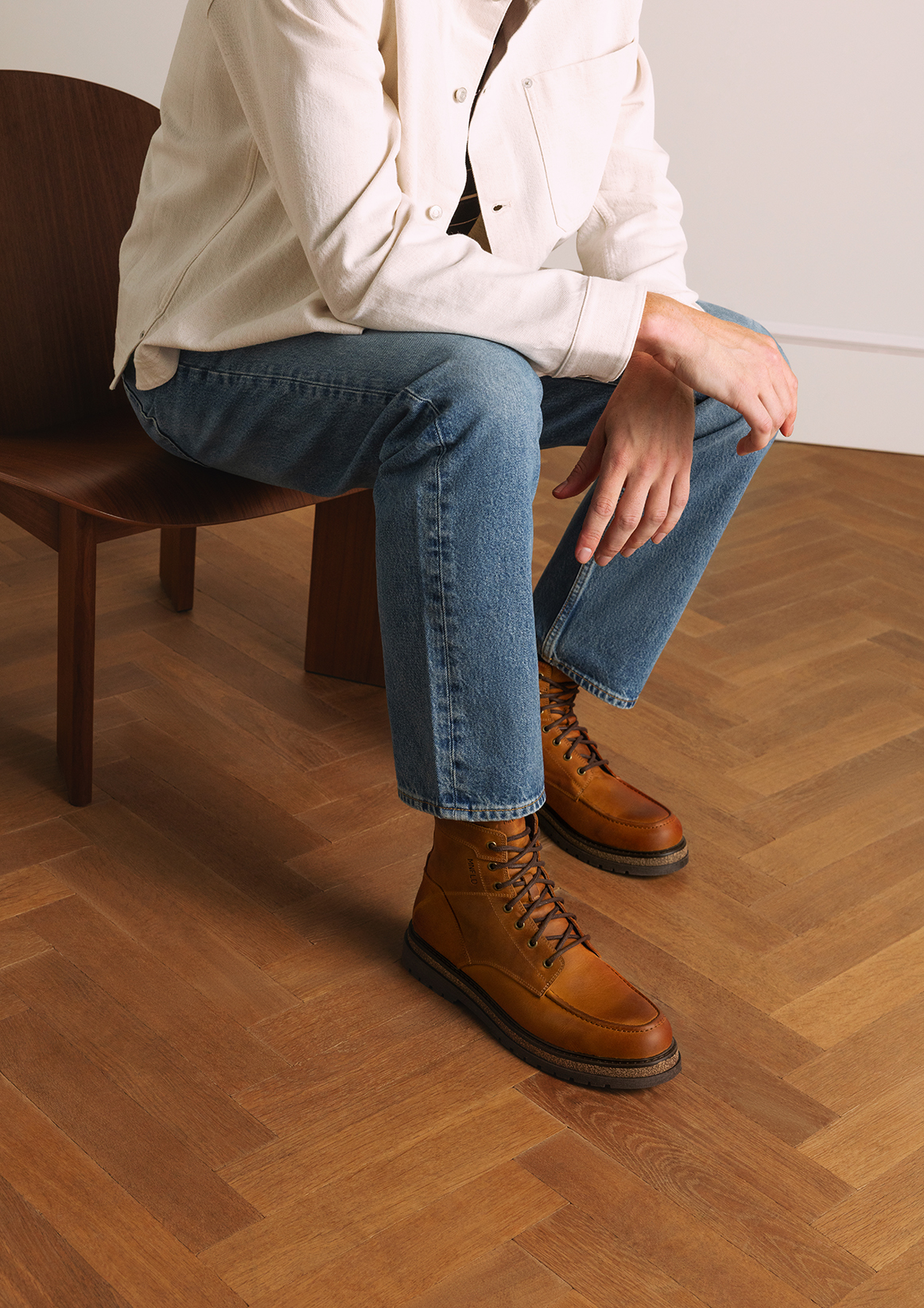 Cognac leren veterboots