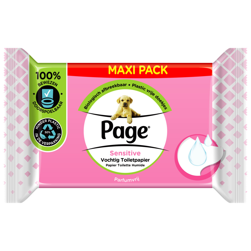 6x Page Vochtig Toiletpapier Sensitive Maxi74 stuks