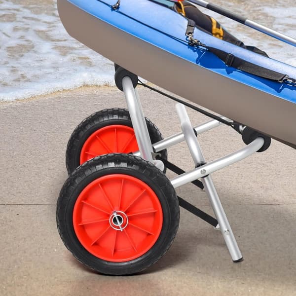Kanovogn ​​I Aluminium, Kajakkvogn, Surfevogn, Sammenleggbar Med Stropp, Pu-Hjul, Sølv, Opptil 75 Kg, 68 X 44,5 X 40 Cm
