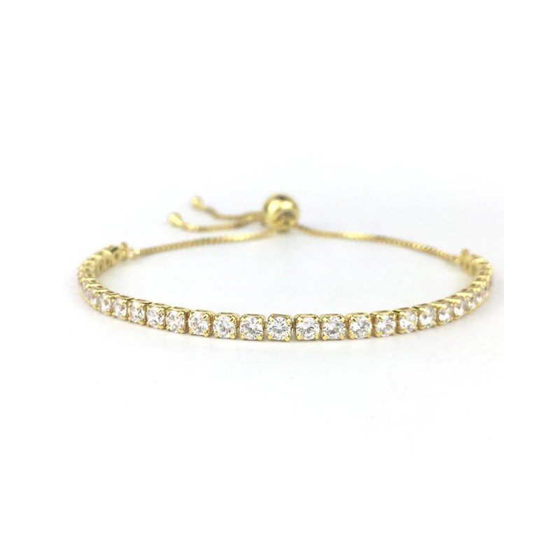 Bracelet rivière acier doré et oxydes de zirconium