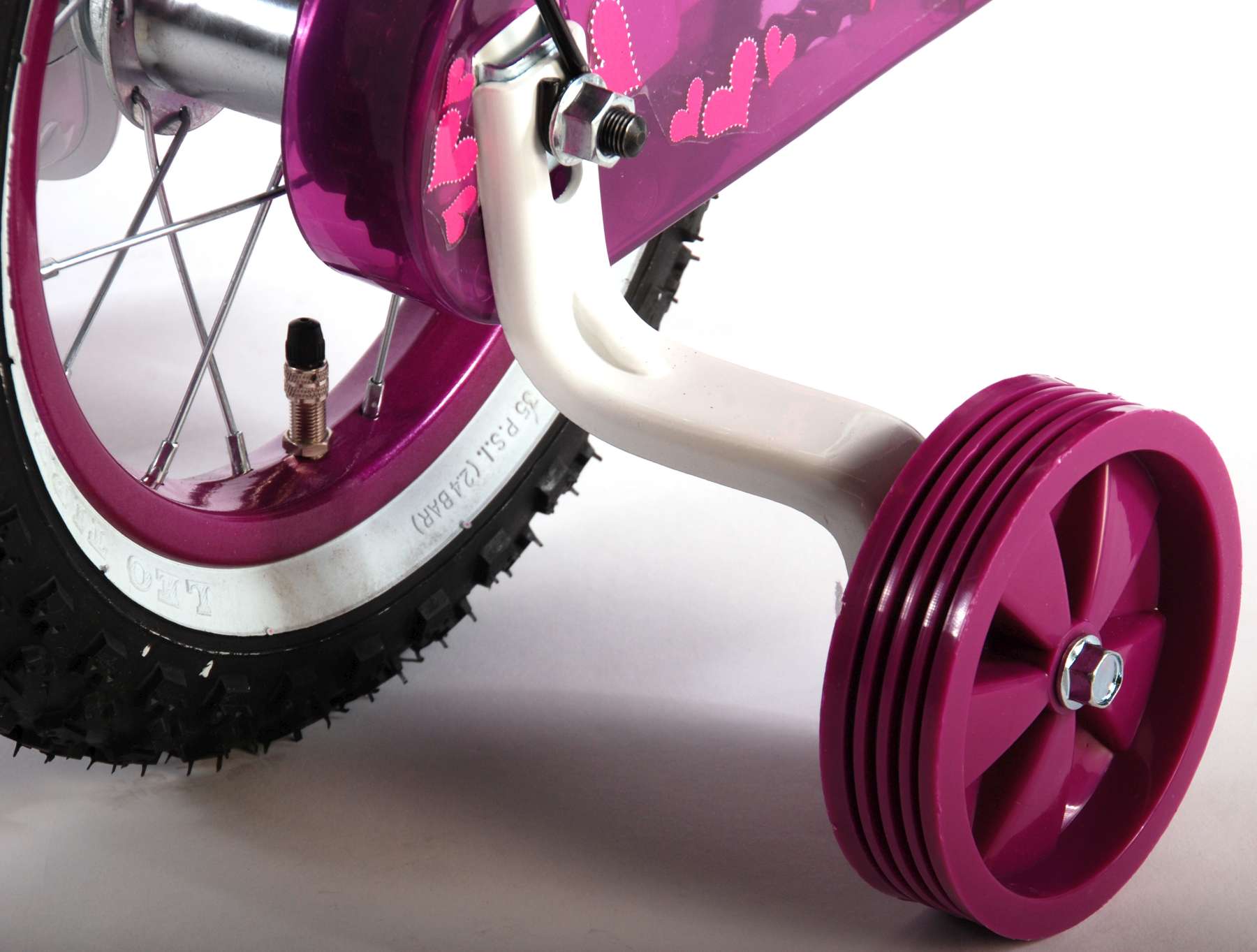 Kinderfahrrad Heart Cruiser für Mädchen 12 Zoll Kinderrad in Weiß/Lila