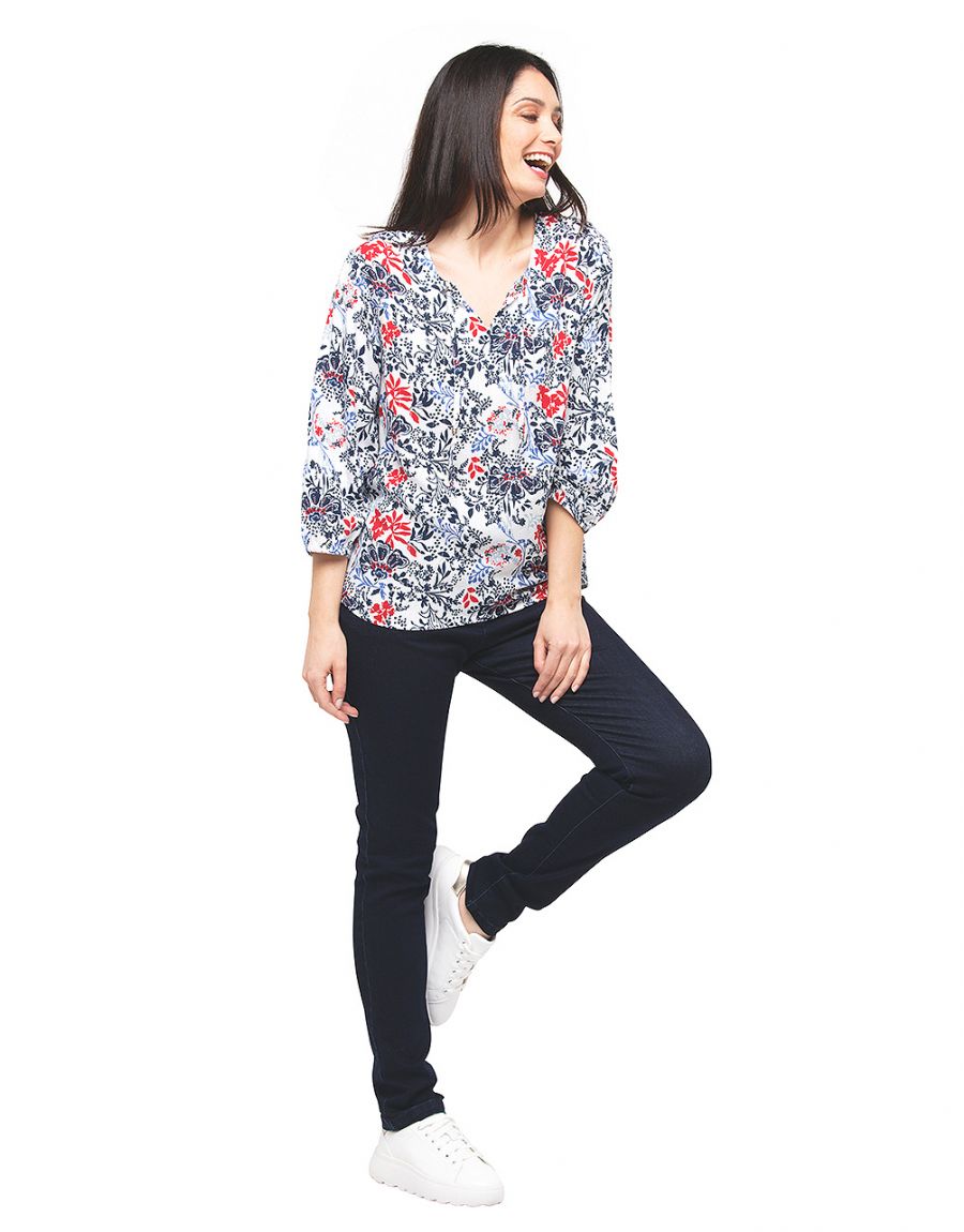 Blouse blanche fleurs