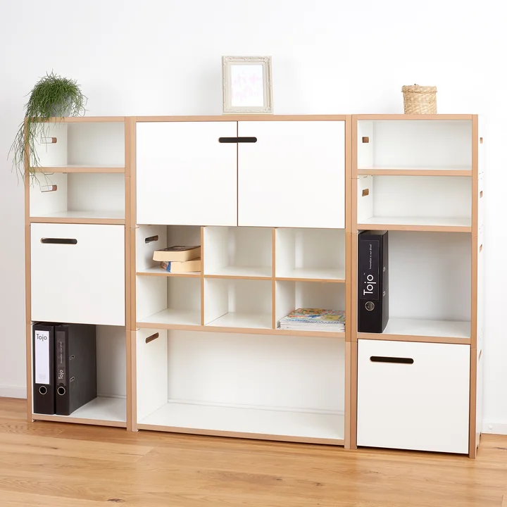 Tojo - halbstark Regalsystem, Anbaumodul mit Tür rechts, weiss