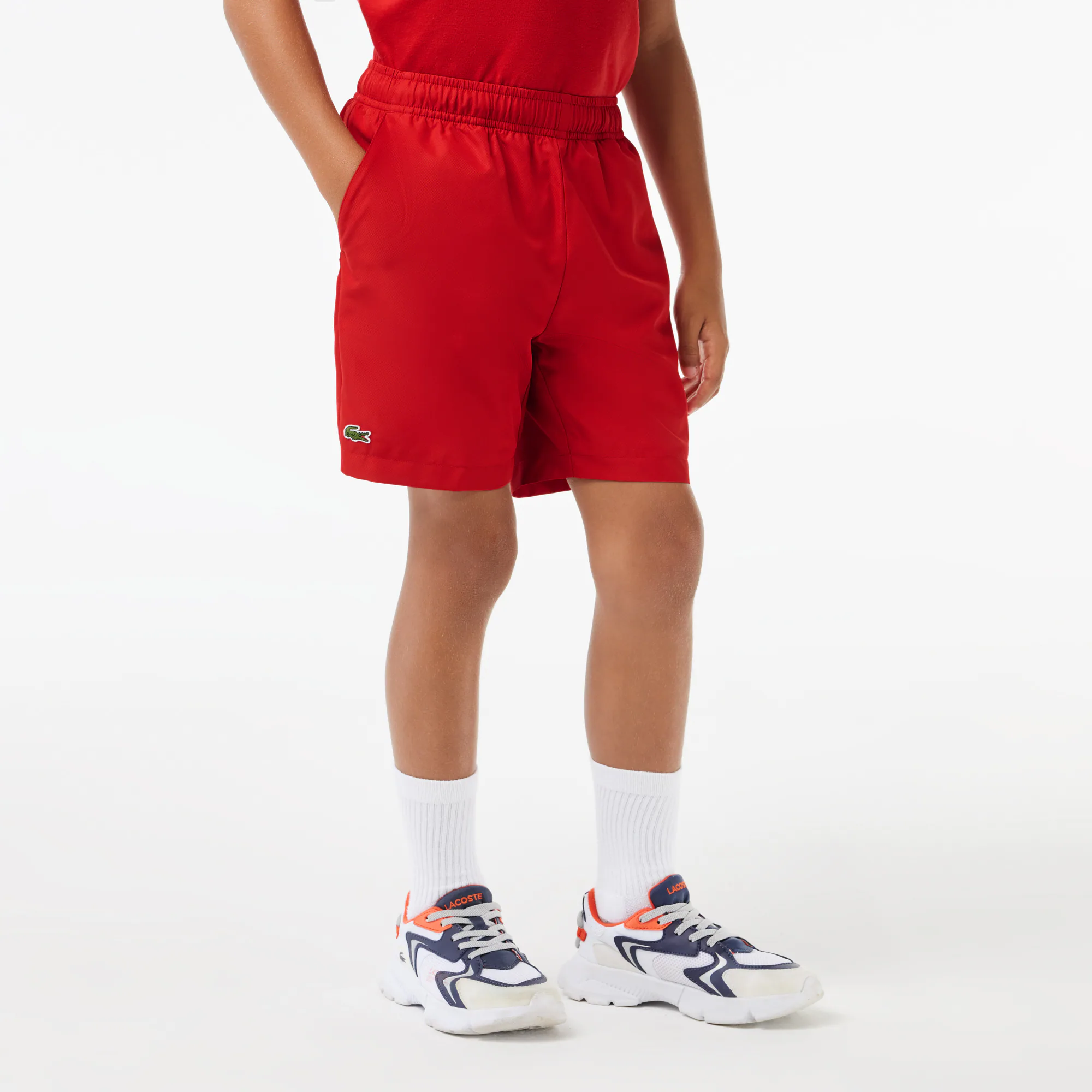 Jungen LACOSTE SPORT Shorts aus Diamant-Taft Hosen - Rot - Lacoste - Jungen