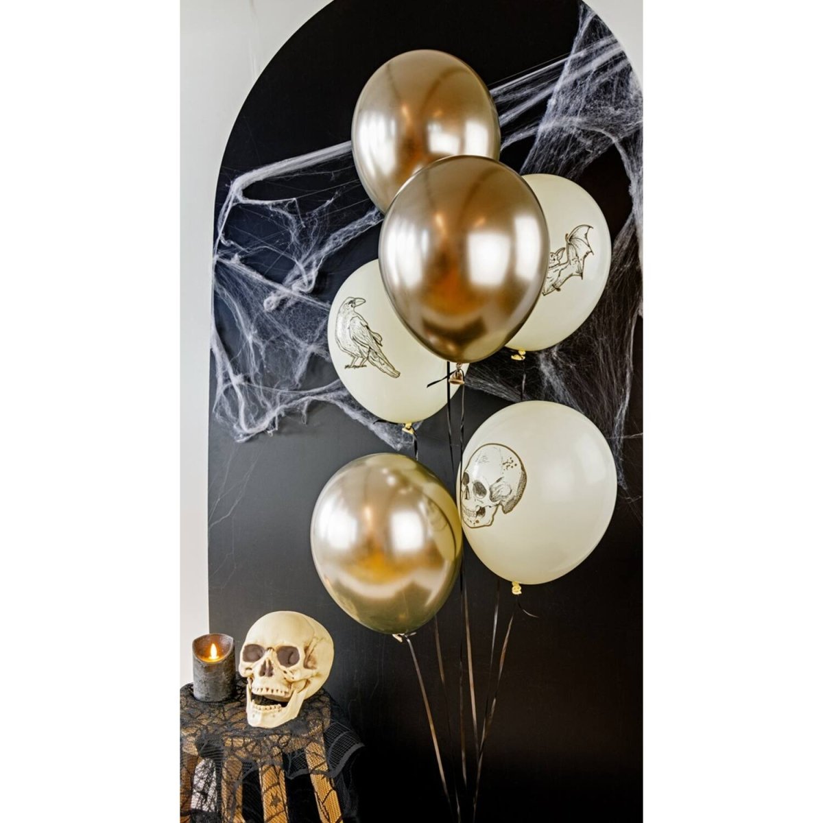Halloween Ballonnen Wit Zilver 33cm 6st