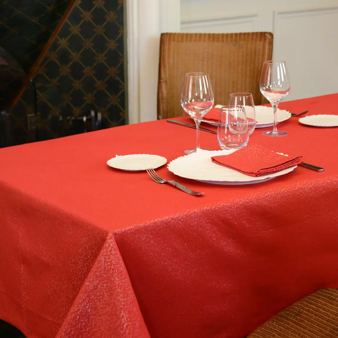 Nappe de Noël rectangulaire (150 x 350 cm) Etincelle Rouge