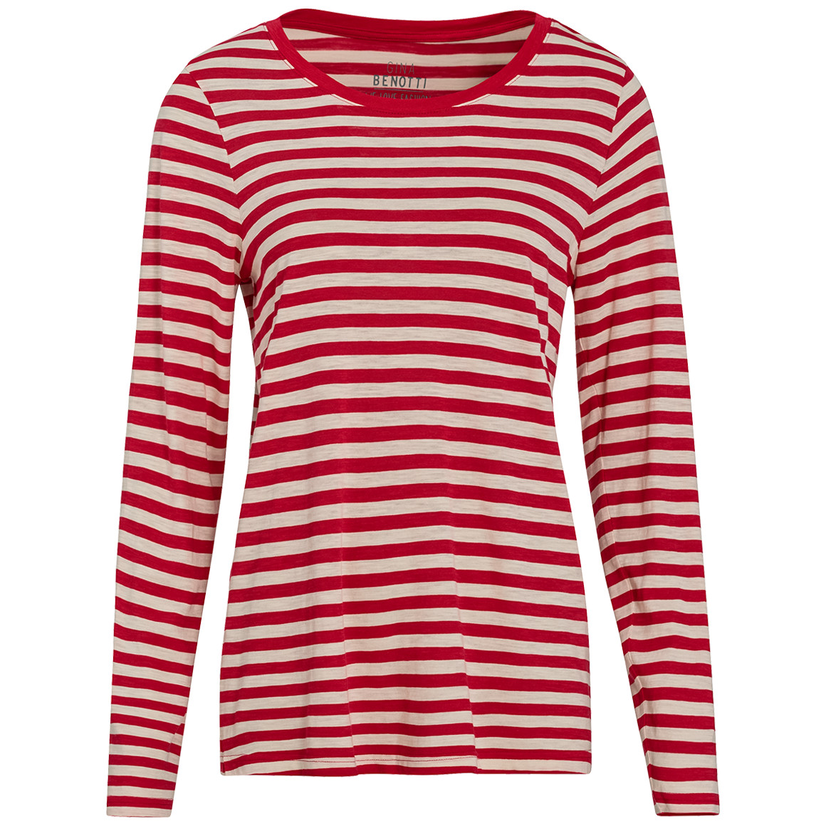 Gina Benotti Damen Langarmshirt im Streifen-Look rot / creme