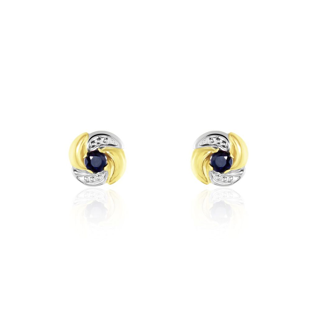 Boucles D'oreilles Puces Potentille Or Jaune Saphir