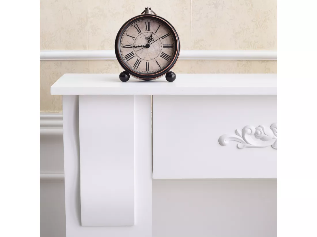 Cadre Cheminée Décoratif Florale Bois Blanc Rustique 92x93x22,5
