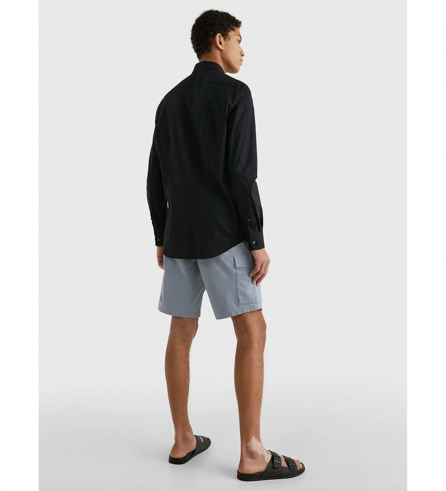 Camisa Tommy Hilfiger TH Flex preta de popeline