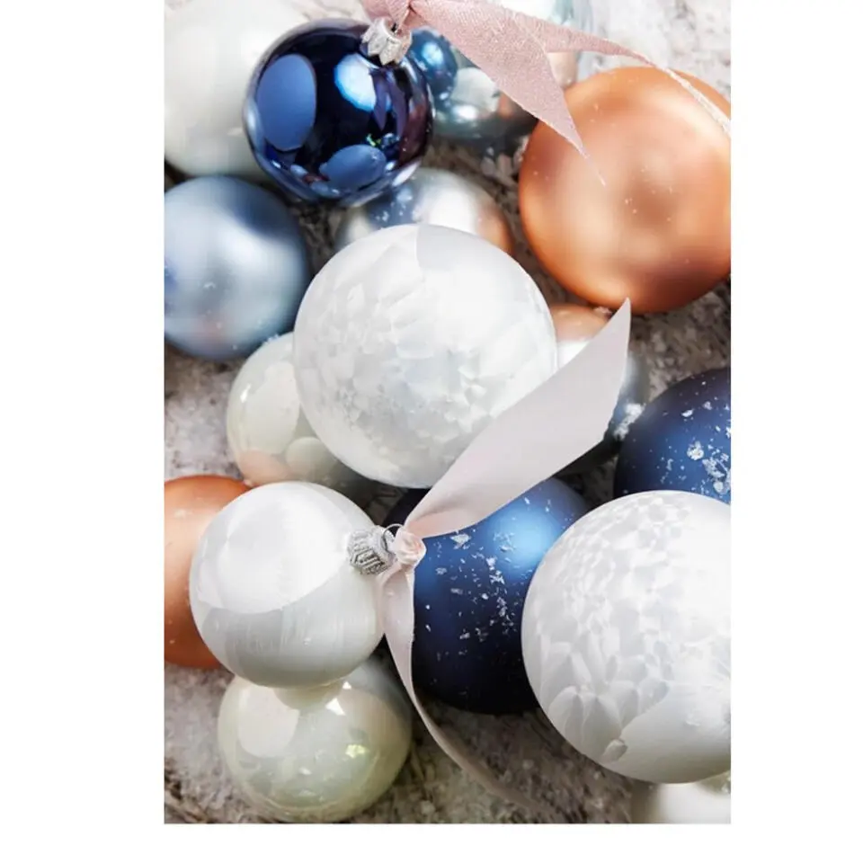 Decoris Kerstballen set - 6x stuks - blauw - glas - 6 cm - glans