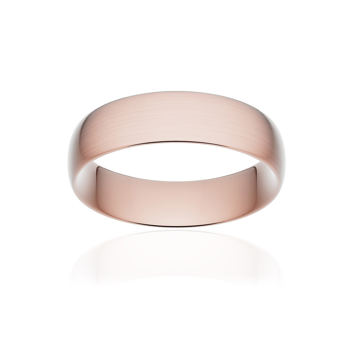 Alliance or 750 rose brossé demi-jonc confort 6mm