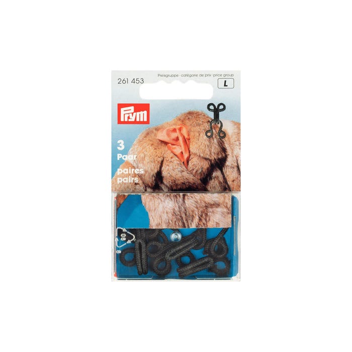 Prym-3 haken en ogen voor pels, zwart
