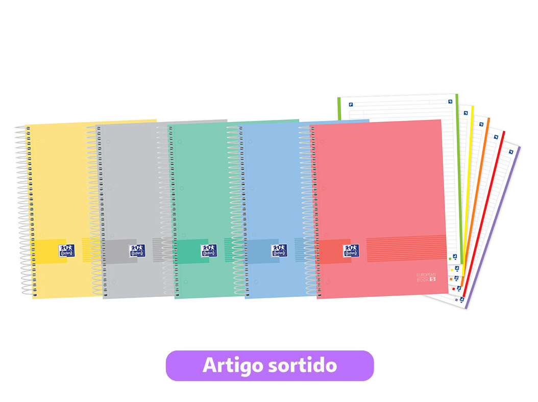 CADERNO ESPIRAL A4 OXFORD &YOU TENDÊNCIA PAUTADO 120 FOLHAS CORES SORTIDAS