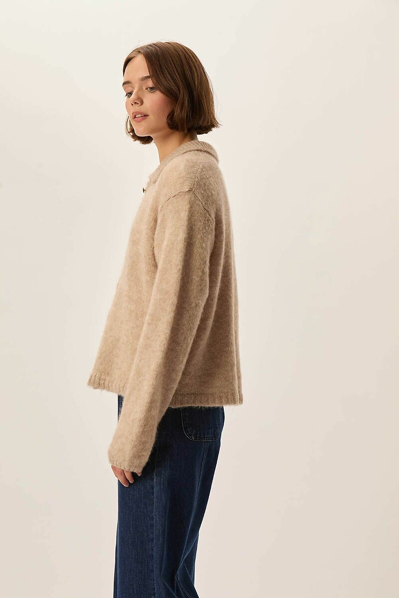 DES PETITS HAUTS<br>Cardigã com gola polo, mangas compridas, ANOUKA
