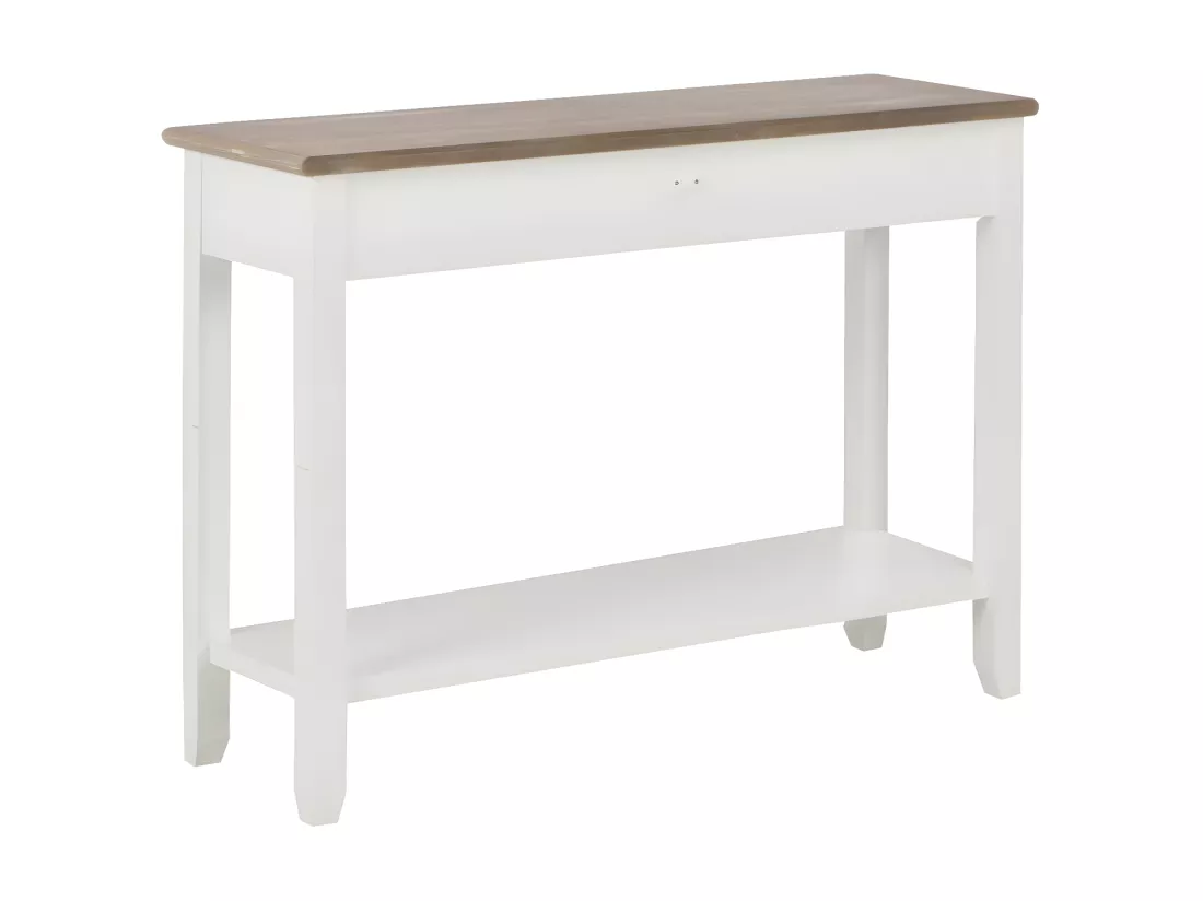 Table console fixe blanche et bois naturel Paola