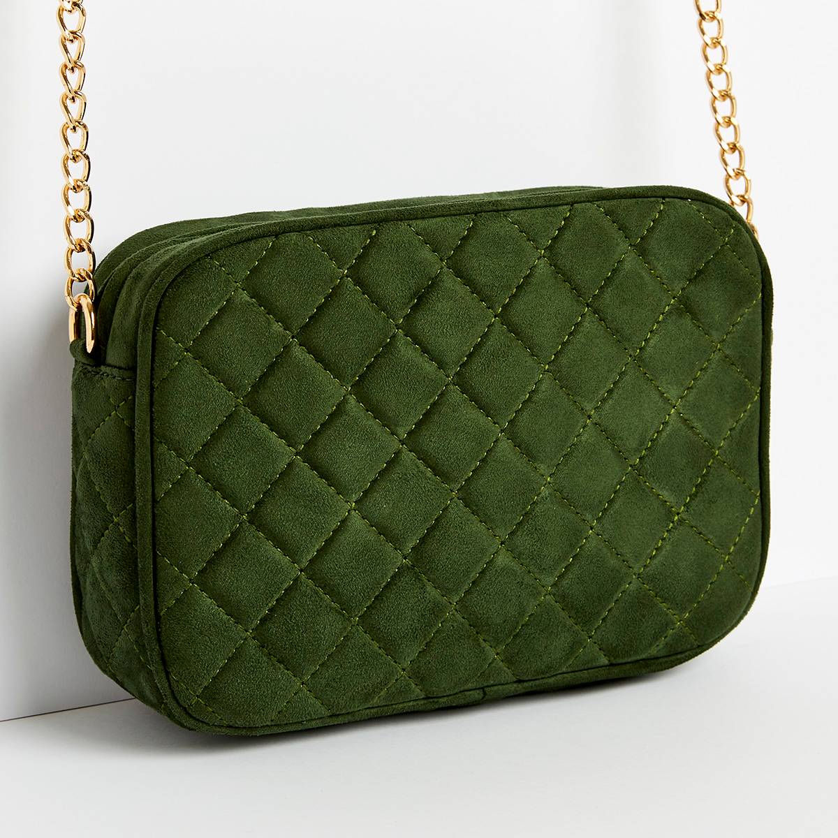 Geometric retro SAC A BANDOULIERE FORME CARREE VELOURS VERT