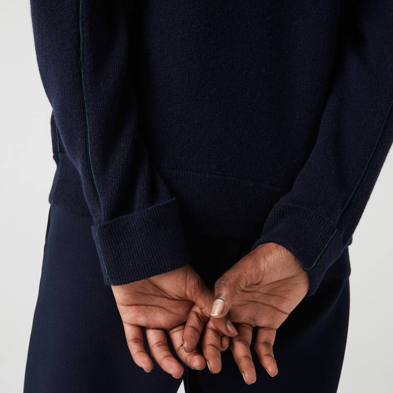Pull Lacoste femme col montant en laine Pullovers - Bleu - Lacoste - Femme